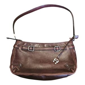 Vintage Etienne Aigner Burgundy Brown Leather Shoulder Bag Silver Hardware